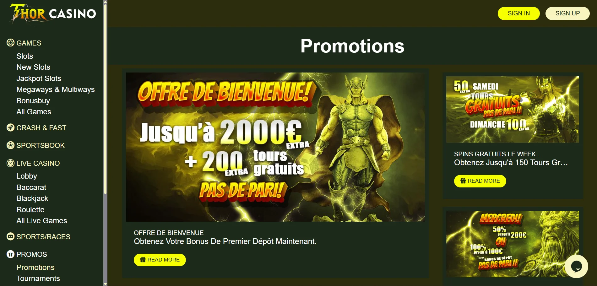 Thor Casino : bonus et code promo