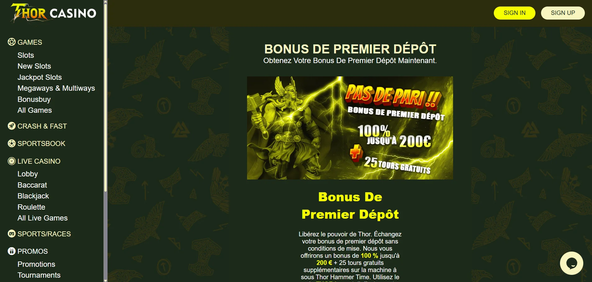 Thor casino code bonus