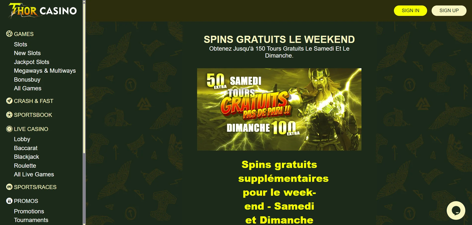 Thor casino en ligne bonus sans dépôt