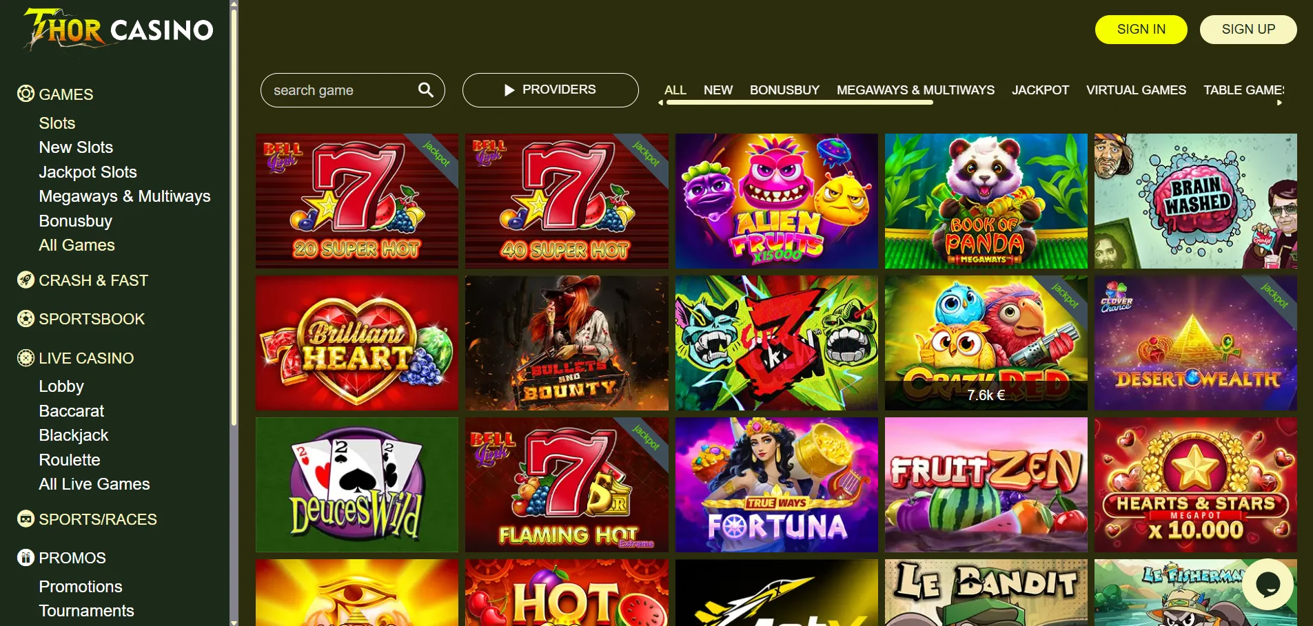 Thor casino jeux